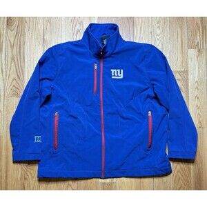 New York Giants Full Zip Mens XXL Fleece Lined Windbreaker Rain Jacket Coat